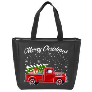 Merry Christmas Red Truck Xmas Zip Tote Bag