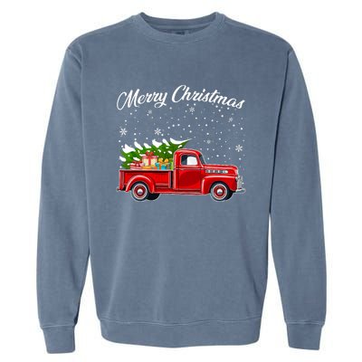 Merry Christmas Red Truck Xmas Garment-Dyed Sweatshirt