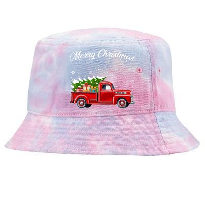 Merry Christmas Red Truck Xmas Tie-Dyed Bucket Hat