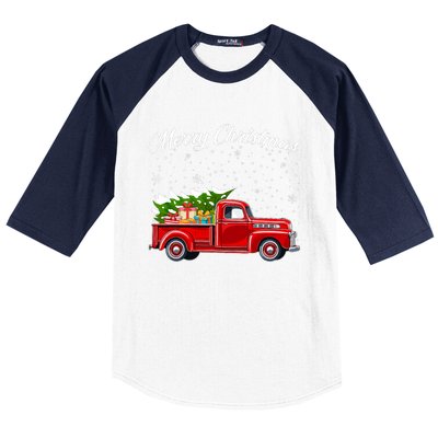 Merry Christmas Red Truck Xmas Baseball Sleeve Shirt