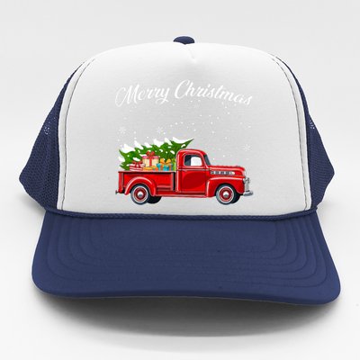 Merry Christmas Red Truck Xmas Trucker Hat