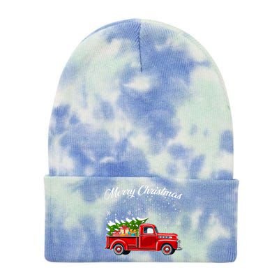 Merry Christmas Red Truck Xmas Tie Dye 12in Knit Beanie