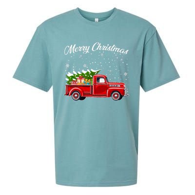 Merry Christmas Red Truck Xmas Sueded Cloud Jersey T-Shirt