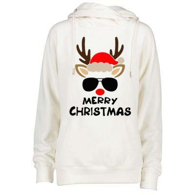 Merry Christmas Reindeer Xmas Family Womens Funnel Neck Pullover Hood