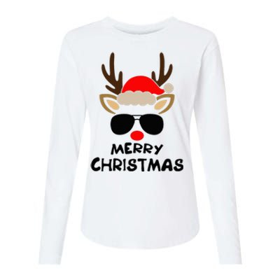 Merry Christmas Reindeer Xmas Family Womens Cotton Relaxed Long Sleeve T-Shirt