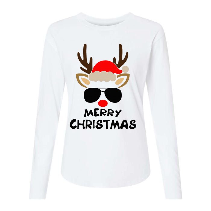 Merry Christmas Reindeer Xmas Family Womens Cotton Relaxed Long Sleeve T-Shirt