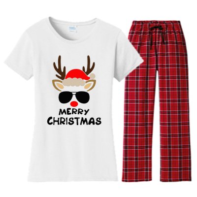 Merry Christmas Reindeer Xmas Family Women's Flannel Pajama Set