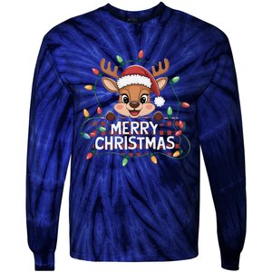 Merry Christmas Reindeerfamily Matching Reindeer Tie-Dye Long Sleeve Shirt