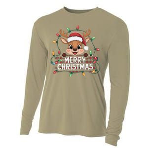 Merry Christmas Reindeerfamily Matching Reindeer Cooling Performance Long Sleeve Crew