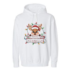 Merry Christmas Reindeerfamily Matching Reindeer Garment-Dyed Fleece Hoodie