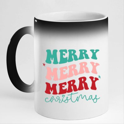 Merry Christmas Retro Fun Holiday 11oz Black Color Changing Mug