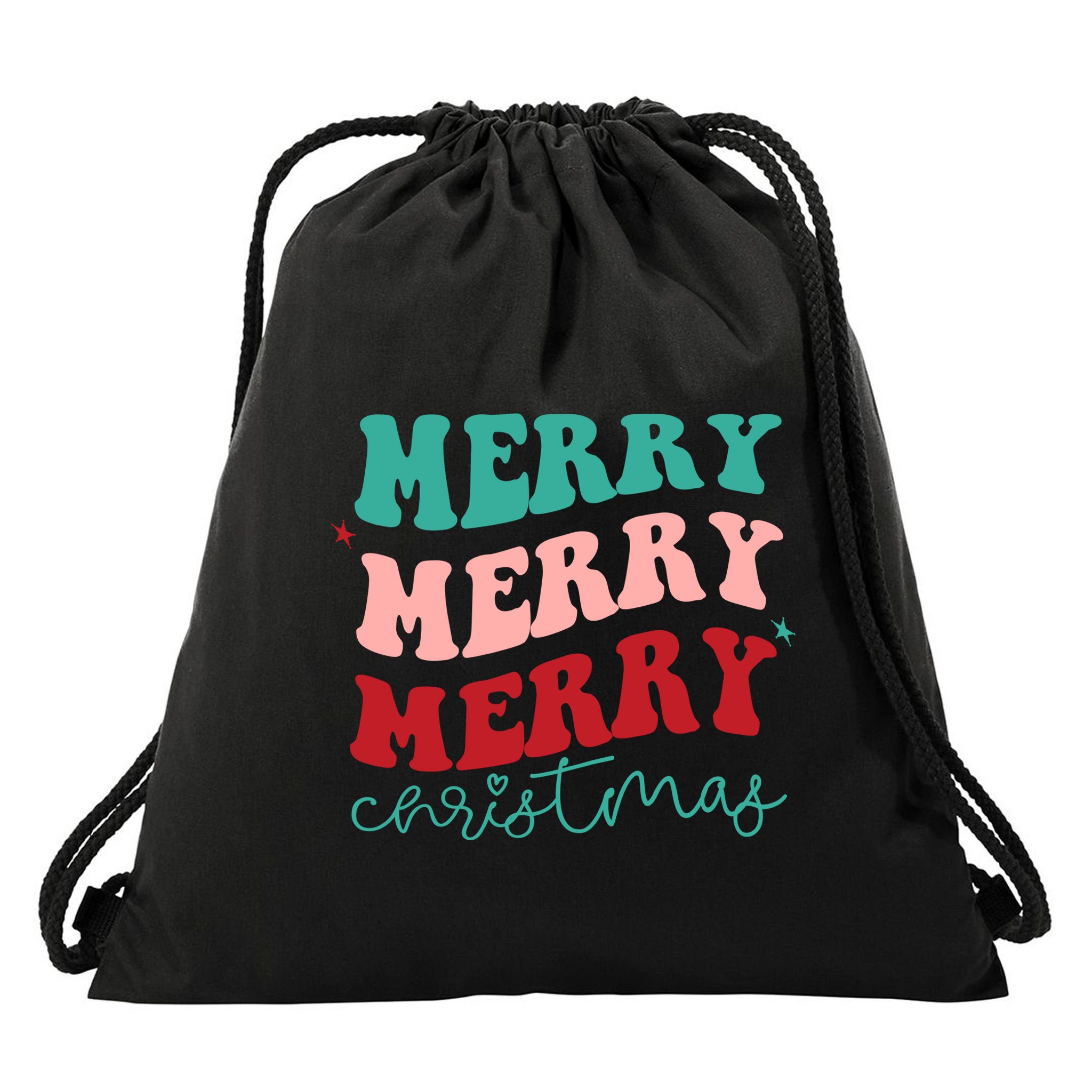 Merry Christmas Retro Fun Holiday Drawstring Bag