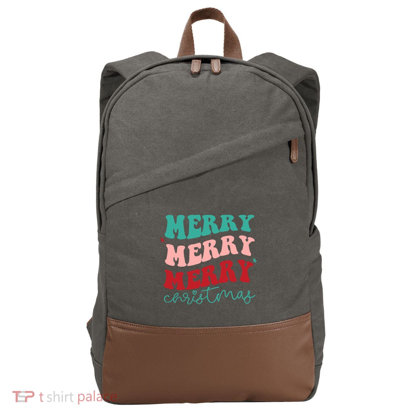 Merry Christmas Retro Fun Holiday Cotton Canvas Backpack