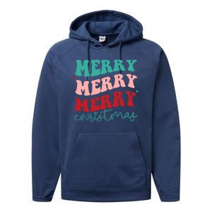 Merry Christmas Retro Fun Holiday Performance Fleece Hoodie