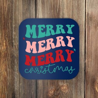 Merry Christmas Retro Fun Holiday Coaster