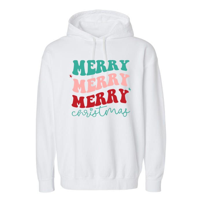 Merry Christmas Retro Fun Holiday Garment-Dyed Fleece Hoodie