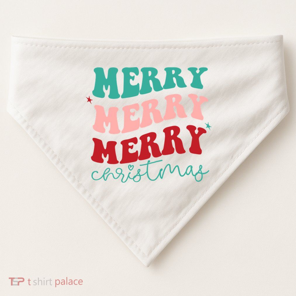 Merry Christmas Retro Fun Holiday USA-Made Doggie Bandana
