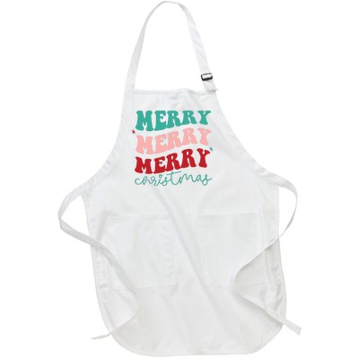 Merry Christmas Retro Fun Holiday Full-Length Apron With Pockets