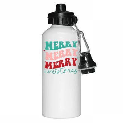 Merry Christmas Retro Fun Holiday Aluminum Water Bottle 