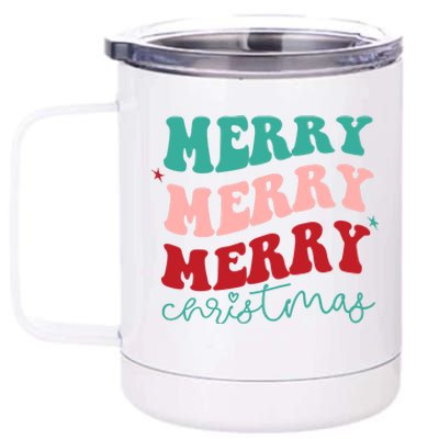 Merry Christmas Retro Fun Holiday 12 oz Stainless Steel Tumbler Cup