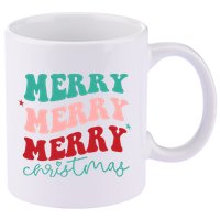 Merry Christmas Retro Fun Holiday 11oz C Handle Ceramic Mug