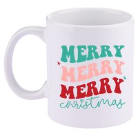 Merry Christmas Retro Fun Holiday 11oz C Handle Ceramic Mug