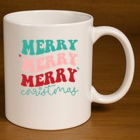 Merry Christmas Retro Fun Holiday 11oz C Handle Ceramic Mug