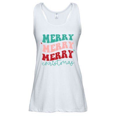 Merry Christmas Retro Fun Holiday Ladies Essential Flowy Tank