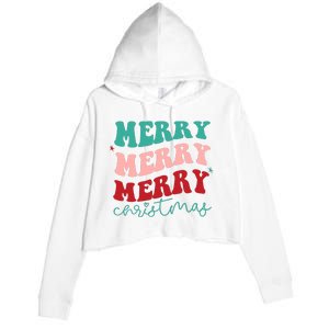 Merry Christmas Retro Fun Holiday Crop Fleece Hoodie