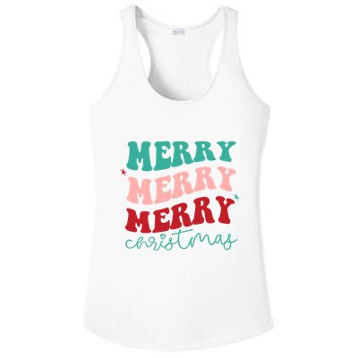 Merry Christmas Retro Fun Holiday Ladies PosiCharge Competitor Racerback Tank
