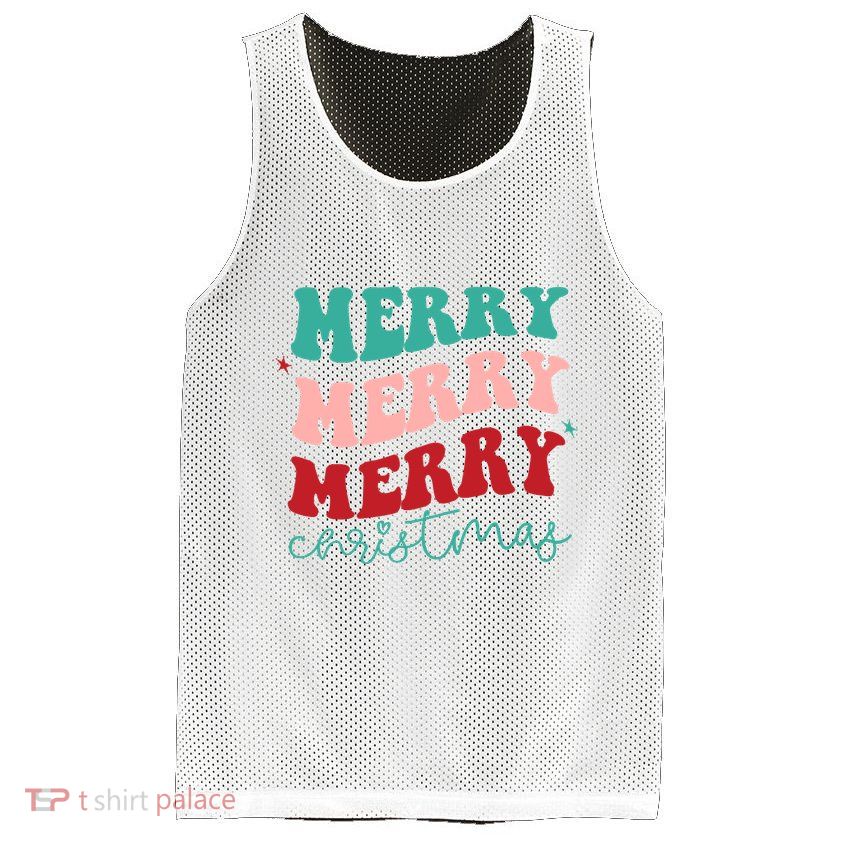 Merry Christmas Retro Fun Holiday Mesh Reversible Basketball Jersey Tank