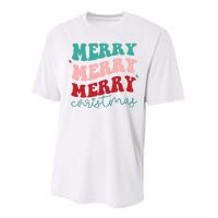 Merry Christmas Retro Fun Holiday Performance Sprint T-Shirt