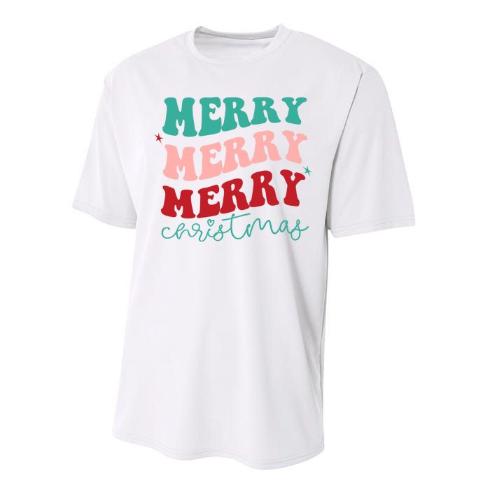 Merry Christmas Retro Fun Holiday Performance Sprint T-Shirt