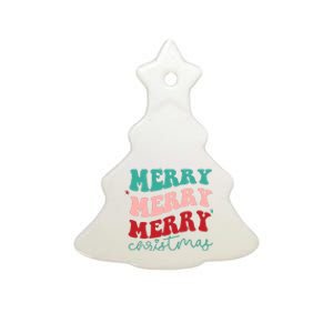 Merry Christmas Retro Fun Holiday Ceramic Tree Ornament