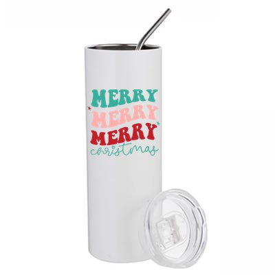 Merry Christmas Retro Fun Holiday Stainless Steel Tumbler