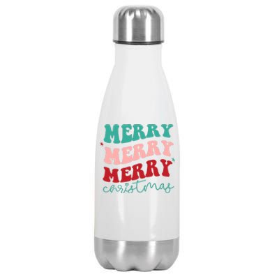 Merry Christmas Retro Fun Holiday Stainless Steel Insulated Water Bottle