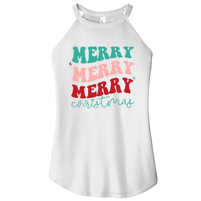 Merry Christmas Retro Fun Holiday Women's Perfect Tri Rocker Tank
