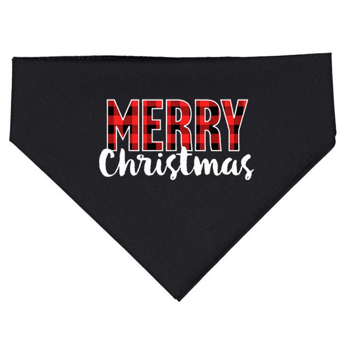 Merry Christmas  Red Buffalo Plaid Xmas  USA-Made Doggie Bandana