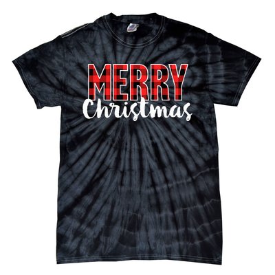 Merry Christmas  Red Buffalo Plaid Xmas  Tie-Dye T-Shirt