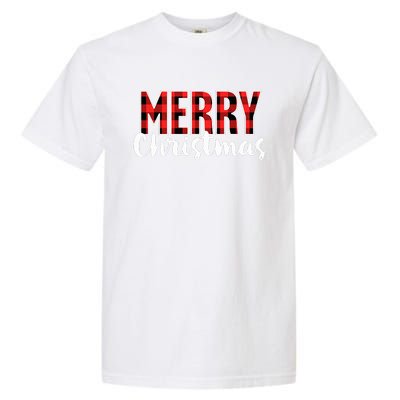 Merry Christmas  Red Buffalo Plaid Xmas  Garment-Dyed Heavyweight T-Shirt