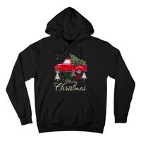 Merry Christmas Retro Xmas Vibes Buffalo Red Truck Pine Tree Hoodie