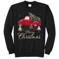 Merry Christmas Retro Xmas Vibes Buffalo Red Truck Pine Tree Sweatshirt