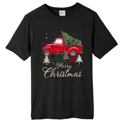 Merry Christmas Retro Xmas Vibes Buffalo Red Truck Pine Tree Tall Fusion ChromaSoft Performance T-Shirt