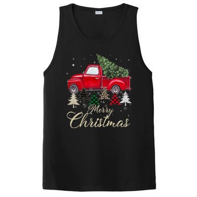 Merry Christmas Retro Xmas Vibes Buffalo Red Truck Pine Tree PosiCharge Competitor Tank