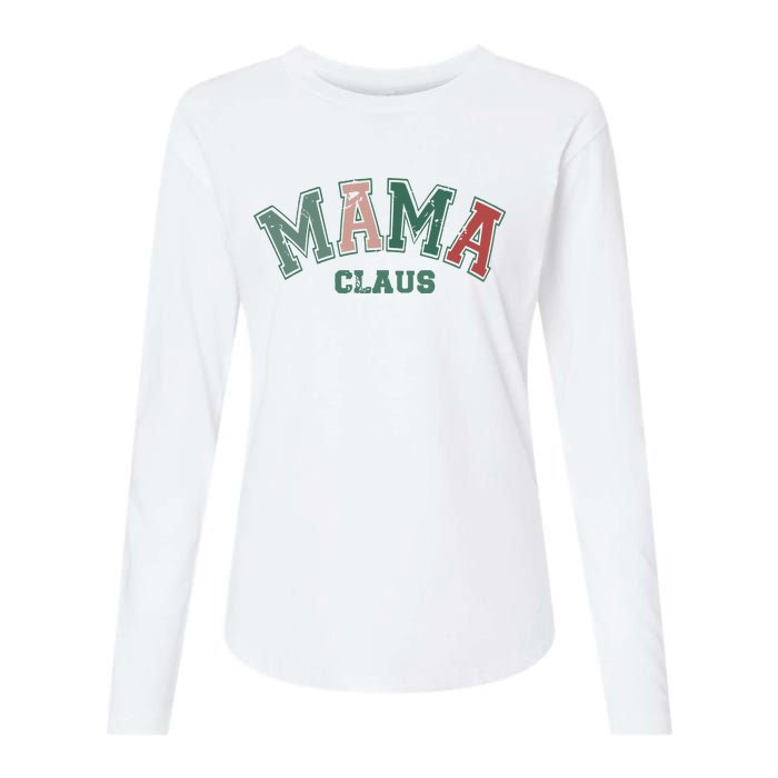 Mama Claus Retro Christmas Womens Cotton Relaxed Long Sleeve T-Shirt