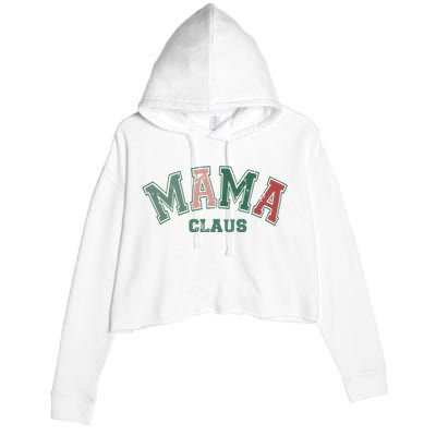 Mama Claus Retro Christmas Crop Fleece Hoodie