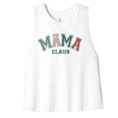 Mama Claus Retro Christmas Women's Racerback Cropped Tank