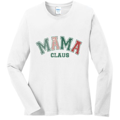 Mama Claus Retro Christmas Ladies Long Sleeve Shirt