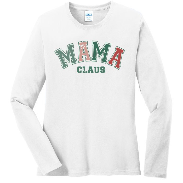 Mama Claus Retro Christmas Ladies Long Sleeve Shirt