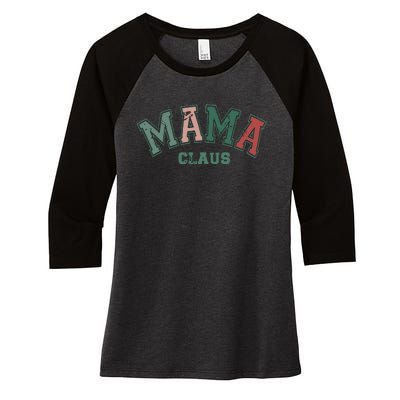 Mama Claus Retro Christmas Women's Tri-Blend 3/4-Sleeve Raglan Shirt